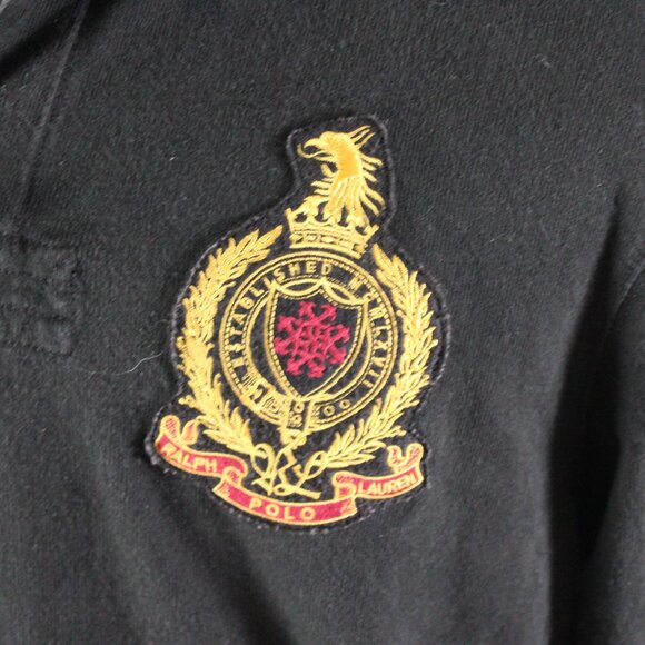 Vintage Polo Rugby Jersey - Black Colour with Stitched Logo - Men's Medium - Picture 2 of 10